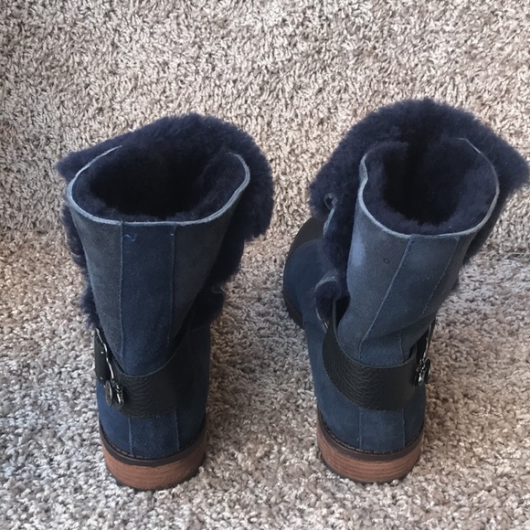 Matt Bernson Women’s Navy Blue Tundra Shearling Lined Moto Mid Boot size 8.5 - Picture 4 of 16